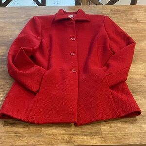 Talbots Vibrant Red Textured 100% wool coat size 10
